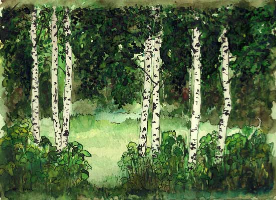 На фото: Картина Алексея Белова «Девять берёз» (Русско-японская серия, или «Разговор с Хиросигэ») Автор фото: Алексей Белов.